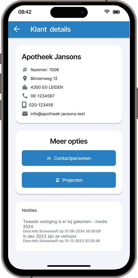 Klantgegevens in de Schoonsoft-app